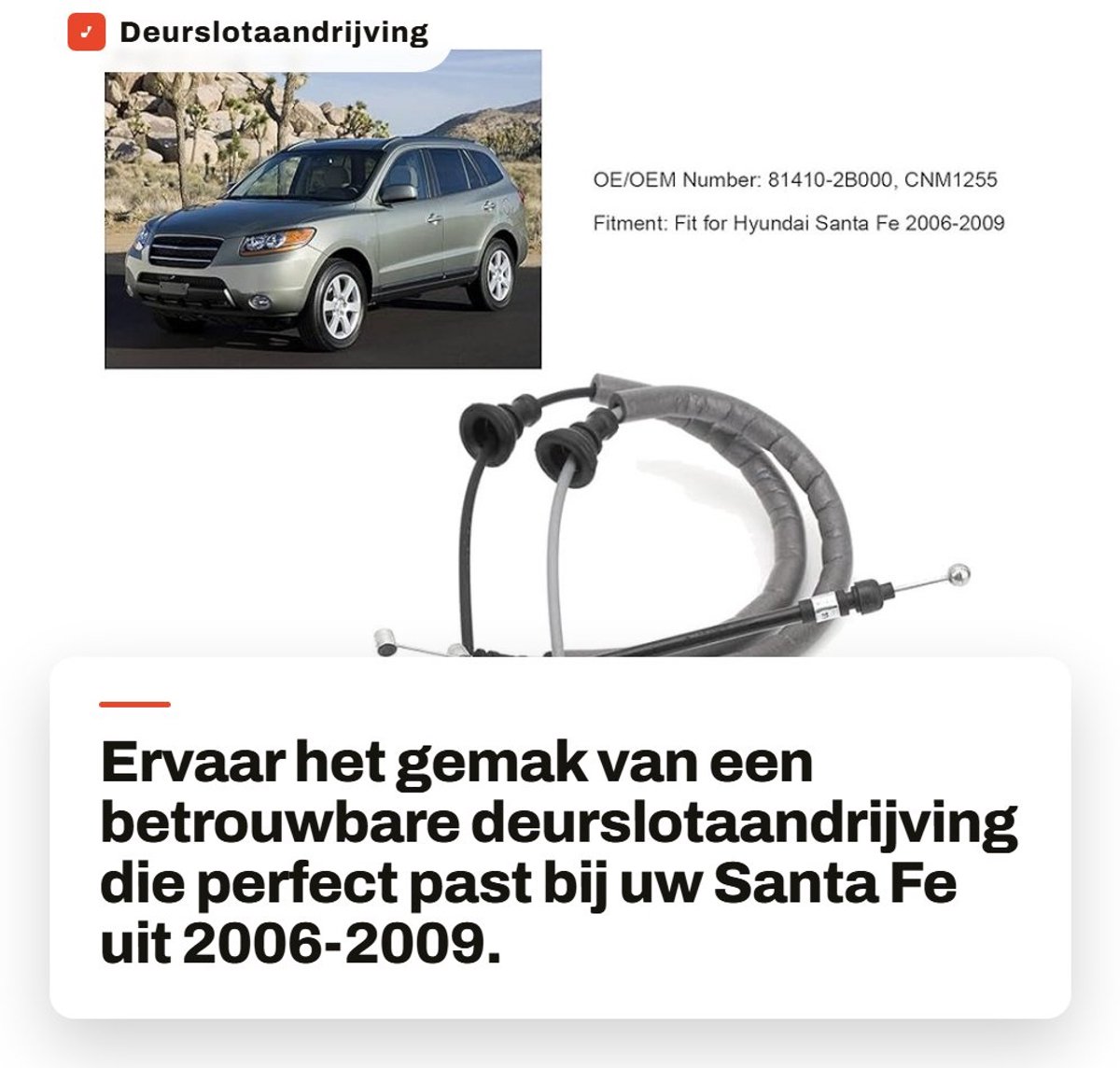 Dailygoods- Deurslotaandrijving Links Achter - Vervanging 81410-2B000 - ABS Materiaal - Voor Santa Fe 2006-2009 - Deurslot Actuator - Eenvoudige Installatie - Deurslotactuator