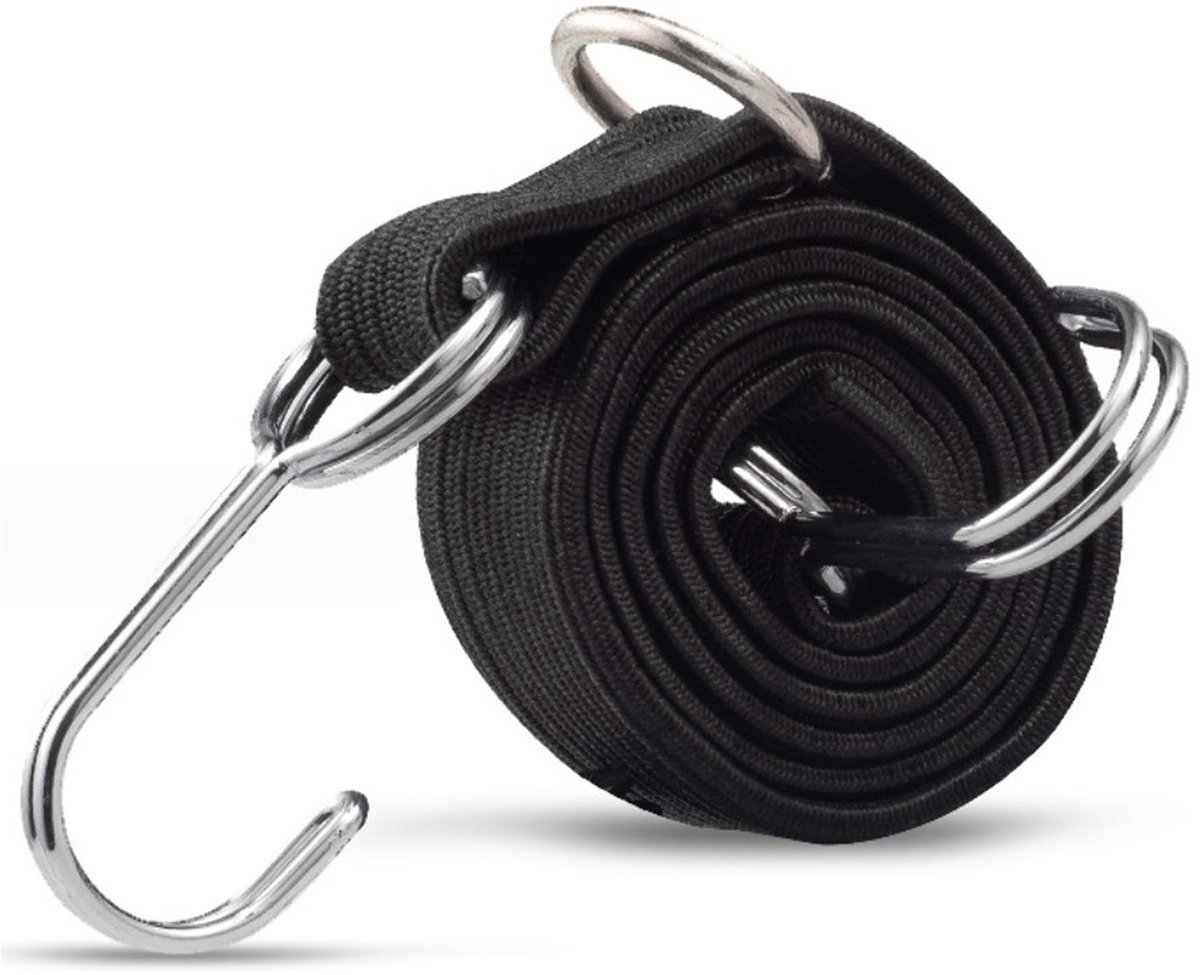 Dailygoods - Set van 2 Fiets-Bagagespanners - Elastische Spanbanden met Metalen Haken