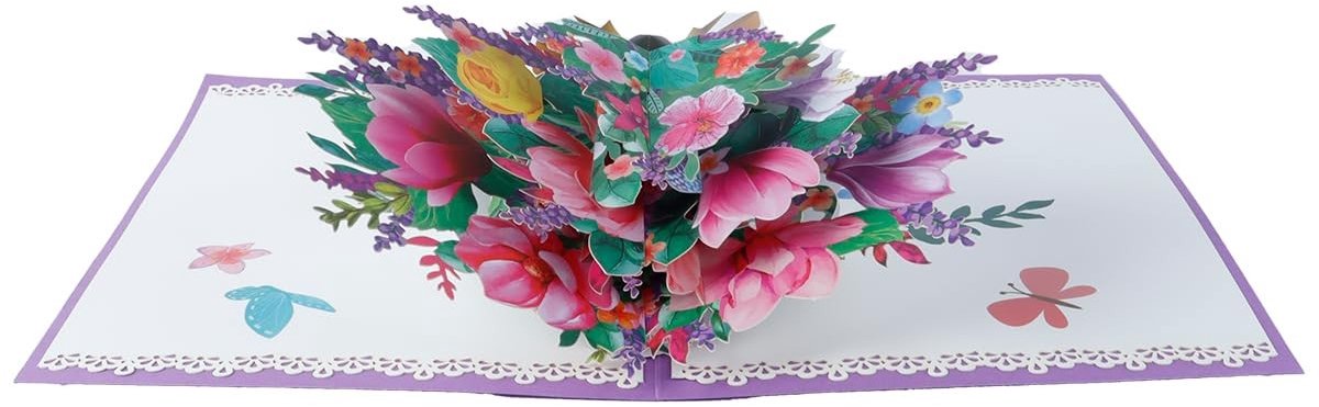 Dailygoods- Wenskaart 3D Pop-up - Handgemaakt Bloemmotief - Verjaardagskaart - Blanco Kaart - Notitiekaartje - Afmetingen 20 x 30 cm