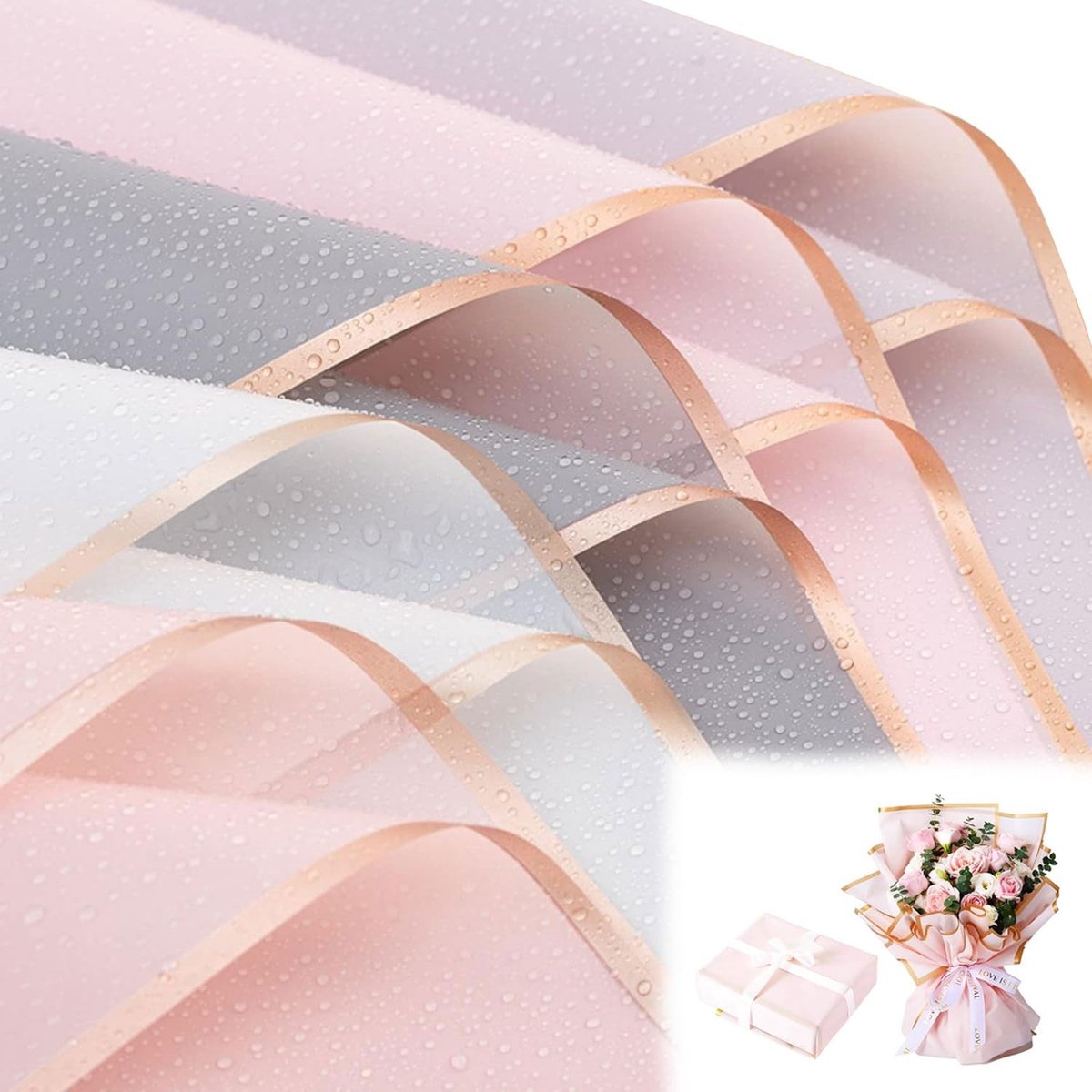 Dailygoods- Inpakpapier Waterdicht - Cadeaupapier Boeketten - Verpakkingspapier Bloemen - Duurzaam - Scheurvast - 10 Stuks (58 x 58 cm)