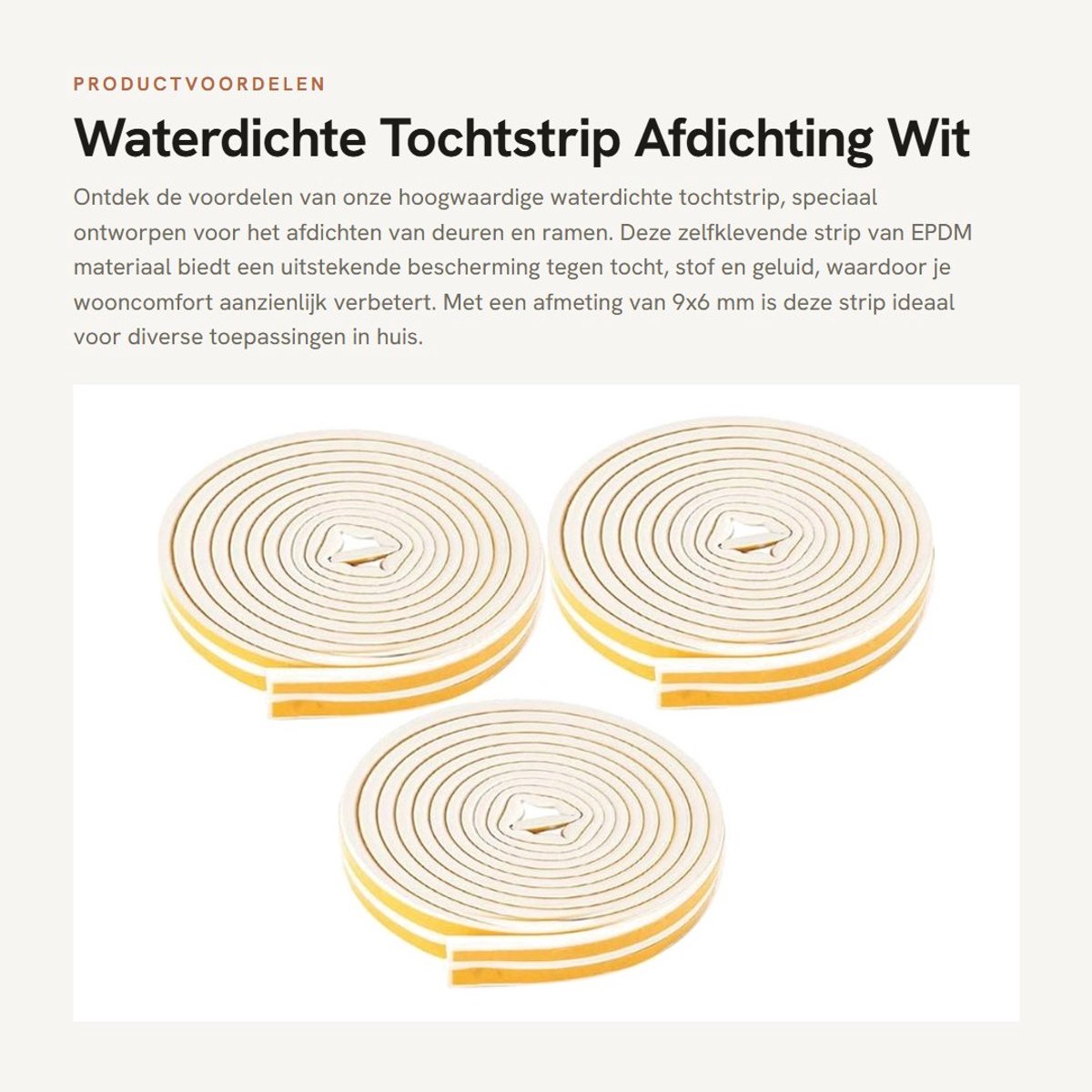 Dailygoods- Tochtstrip 3 Stuks - Waterdicht EPDM - Afdichtstrip 5 Meter - Slijtvast - Geluiddicht - Temperatuurweerstand 9x6mm