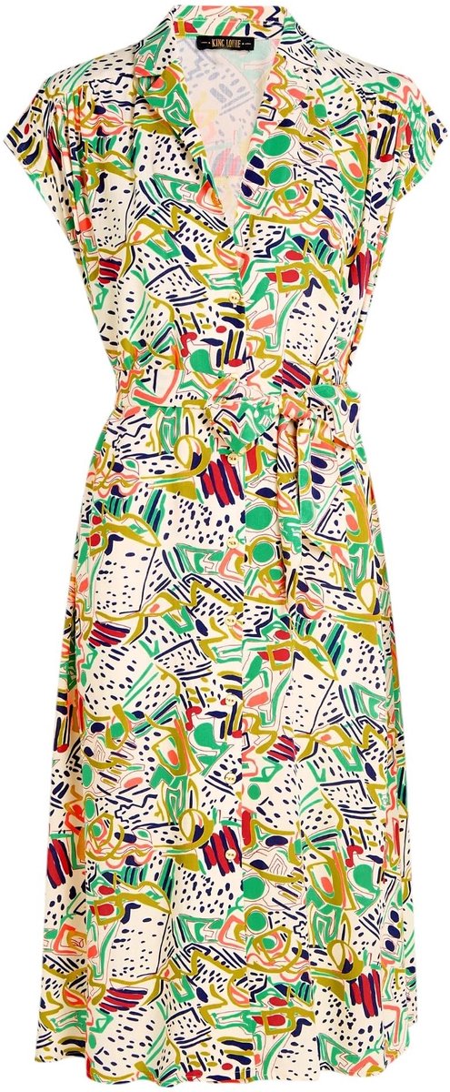 Dailygoods- Damesjurk met reverskraag - Midi-jurk - Korte knoopsluiting - Ceintuur - Duurzame Lenzing EcoVero-viscose - Flatterend silhouet - Hemdjurk