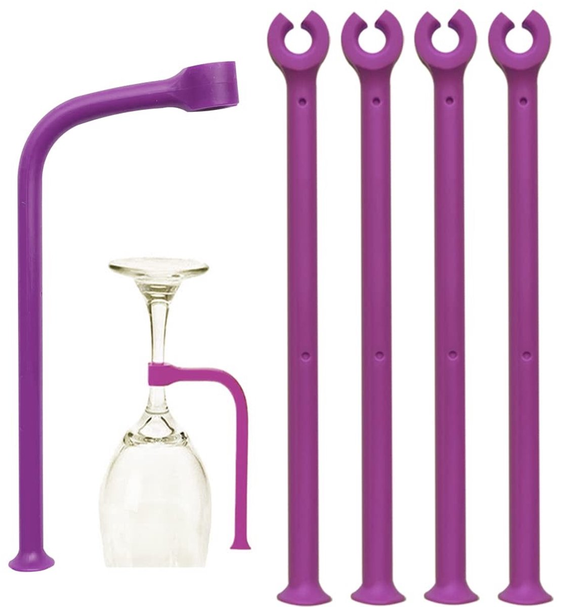 Dailygoods- Steelglashouder 21 cm - Vaatwasmachinebestendig - Glasklem - Glashouder Badkamer - Bescherming voor Wijnglazen - Flexibel en Duurzaam