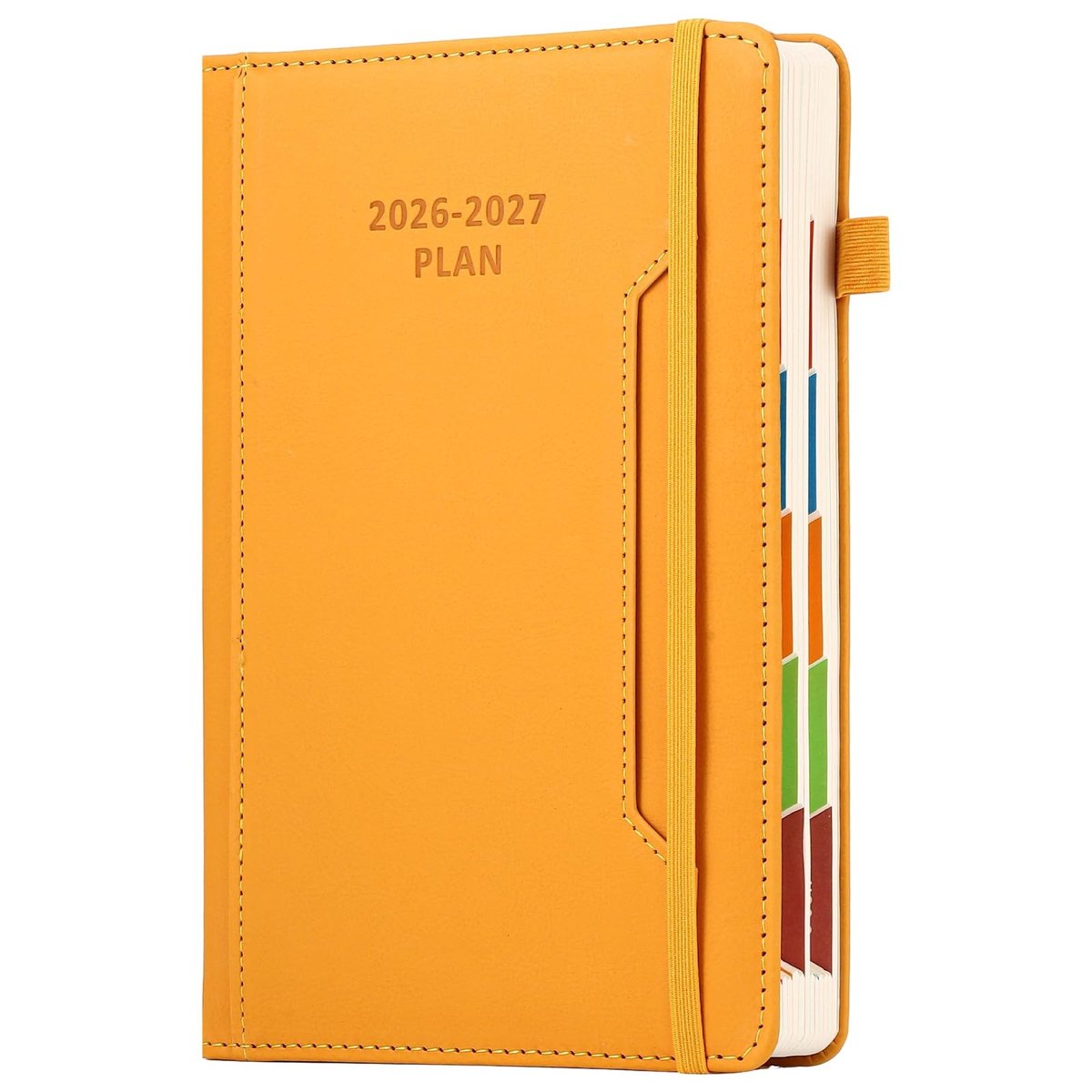 Dailygoods- Academisch Dagboek A5 - Jaar 2026-2027 - Hardcover Agenda - Dag Per Pagina - Uurafspraken 7.00-20.00 - Elastische Sluiting - Voorvak met Penhouder - Planner