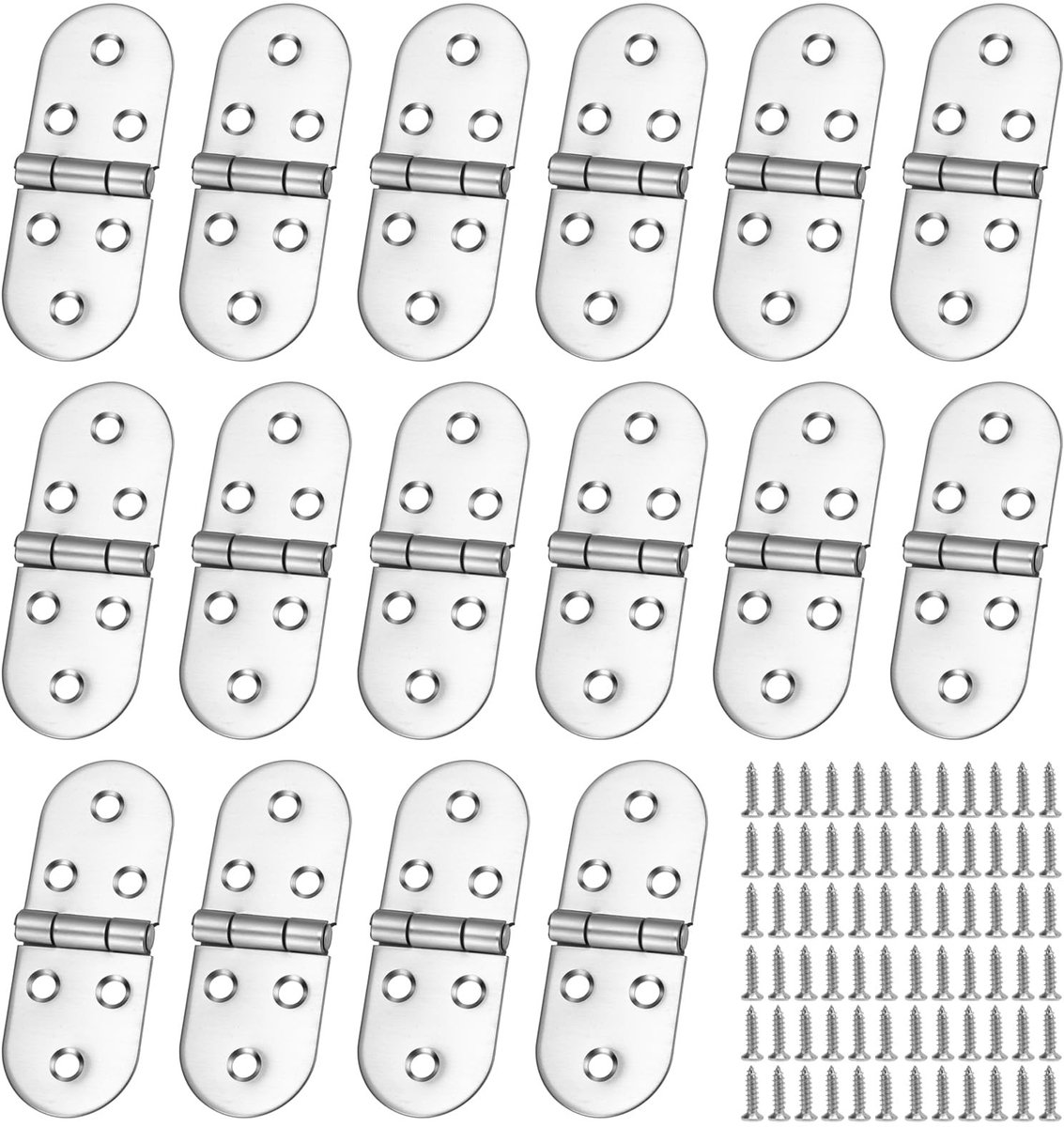 Dailygoods- Klapscharnieren 180° - 16 Stuks - Zink - Scharnier Reparatie Plaat - Kastdeuren - Klaptafels - Stabiel 6-gaats Montageontwerp