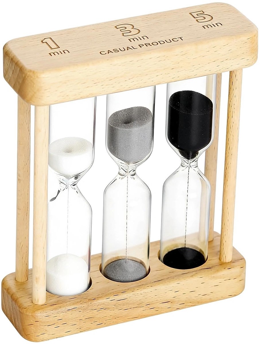 Dailygoods- Zandloper 3-in-1 met 1/3/5 minuten timer - Houten/Zandloper - Decoratie - Keukengerei - Tijdbeheer - Hoogwaardig materiaal