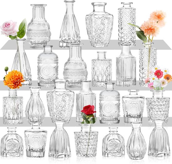 Vazen voor Bloemen, voor Centerpieces en Mini Vintage Tafel Decor (24ST)