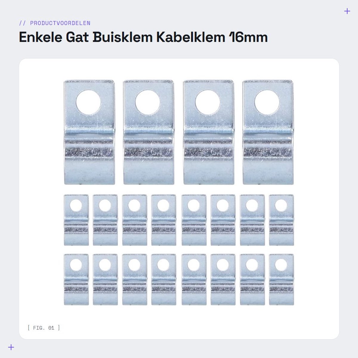 Dailygoods- Buisklem 20 Stuks - Enkele Gat - Verzinkt - Kabelklem 304 RVS - Pijp Clip 16mm - Voor Rubberen Ringen