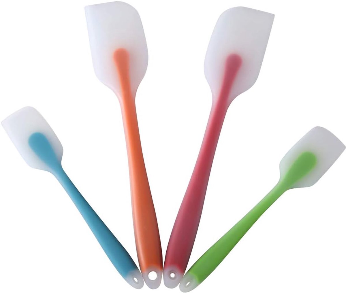 Spatels, 4-delige set, hittebestendige flexibele spatel 450F met roestvrijstalen kern, FDA-kwaliteit premium keukengerei met goede grip, naadloos, duurzaam, BPA-vrij, vaatwasmachinebestendig
