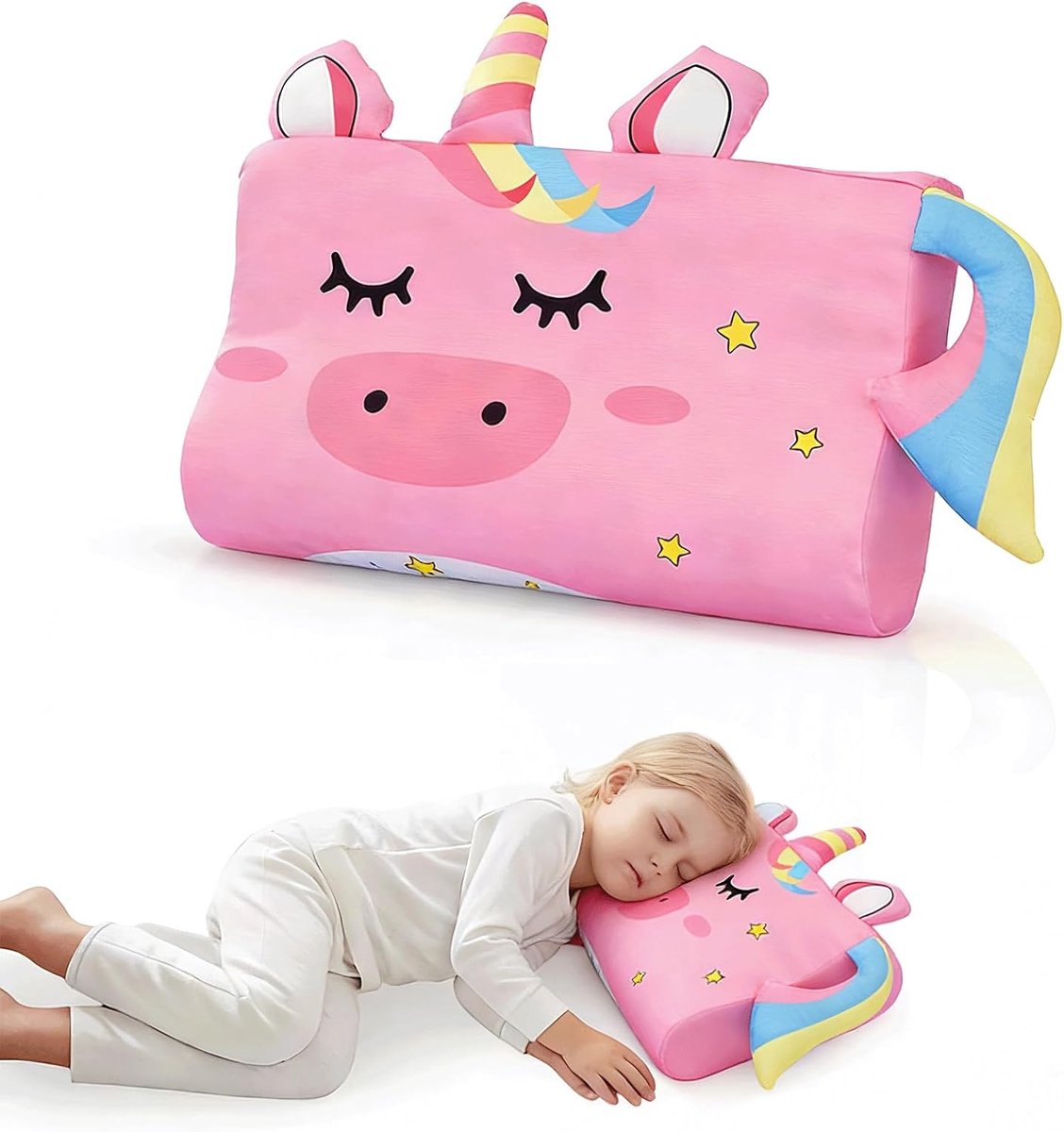 traagschuim, 46 x 27 cm, dieren, kinderkussen, huidvriendelijk, comfortkussen voor kinderen, ergonomisch kussen voor kinderen, voor 2-8 jaar