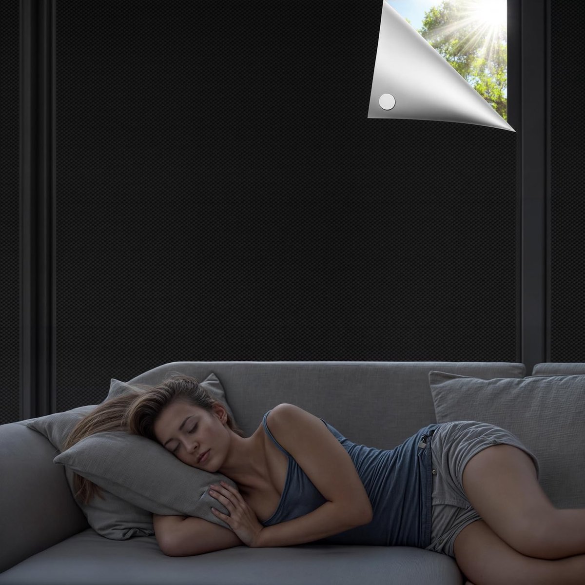 100% Verduisterend Rolgordijn 100x150cm, Draagbare Verduisterende Gordijnen Plakbaar, Geen Boren Verduisteringsmateriaal Tijdelijke Raambedekking voor Slaapkamer Kinderkamer Reizen en Camper