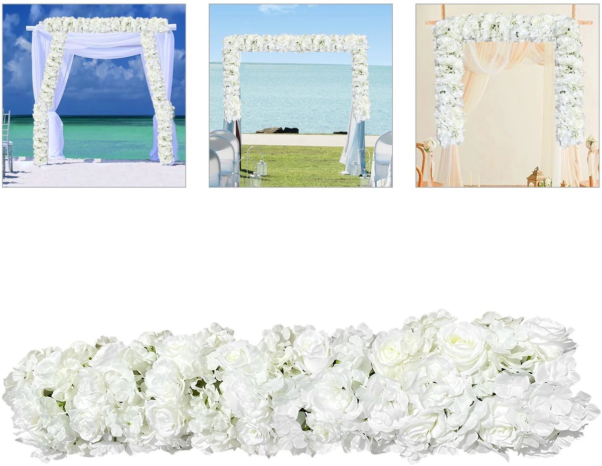 Dailygoods 1M Witte Roos Hortensia Dahlia, Kunstbloem, Zijden Bloemenwand, Kunstbloemarrangement, Bruiloftdecoratie voor