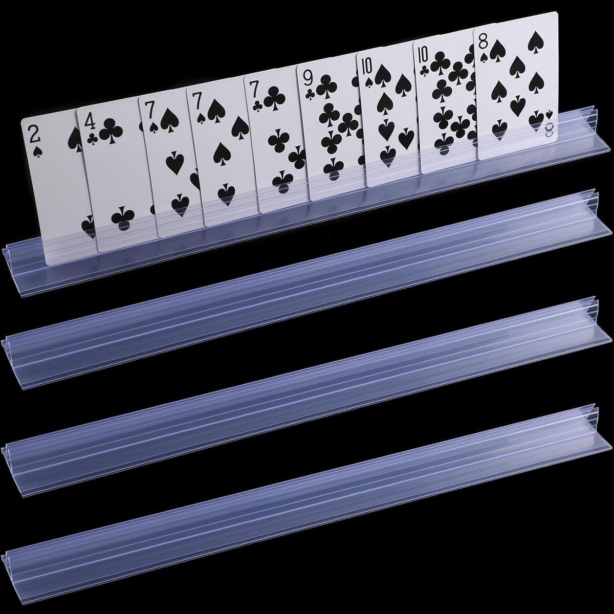 Dailygoods- Speelkaarthouder Transparant Acryl - 4 Stuks - Handsfree Kaartstandaard - Perfect voor Poker/Rummy - Decoratief Accessoire - Orde op Tafel - Kaartenstandaard