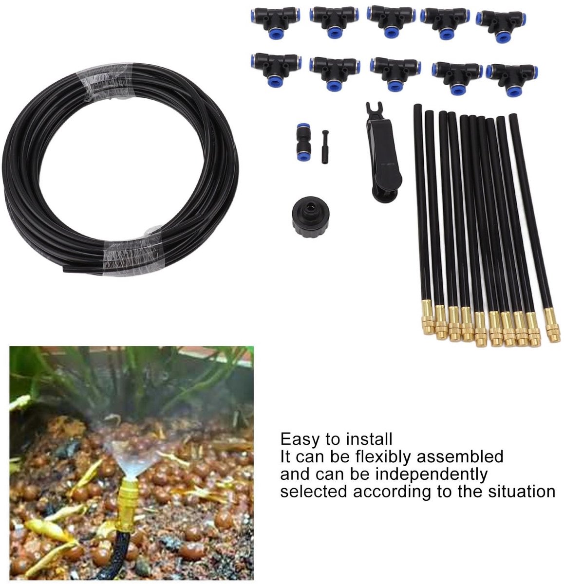Dailygoods- Irrigatieset 10 m - 360 Graden Verstelbaar Mondstuk - Tuinsproeier - Sproeikop - Eenvoudige Installatie - Complete Accessoires