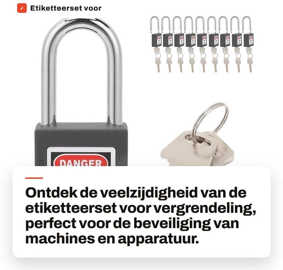 Dailygoods- Veiligheidsslot 10 Sets - Stalen Vergrendelingsbalk - Schokbestendig - Versterkt Nylon - Beschrijfbaar Etiket - Temperatuurbestendig - Hangslot