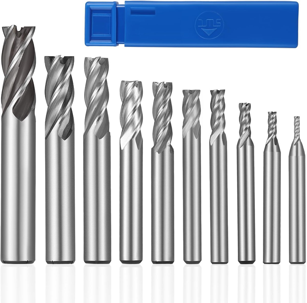 Dailygoods- Freesset 10-delig - HSS-schachtfrezen - 2-12 mm - CNC-metaalbewerking - Roestvrij staal/gietijzer - Geïntegreerde koelmiddelboring - Frezen