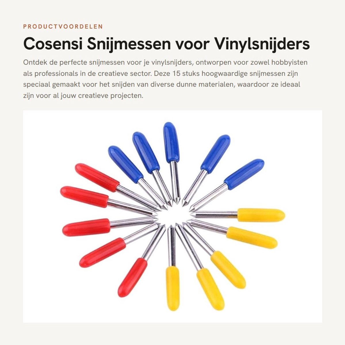 Dailygoods- Snijmes 15 Stuks - Wolfraamstaal - Hoge Hardheid - Snijmessen voor Vinylsnijder - Snijbestendig - Diverse Hoeken 30°/45°/60°