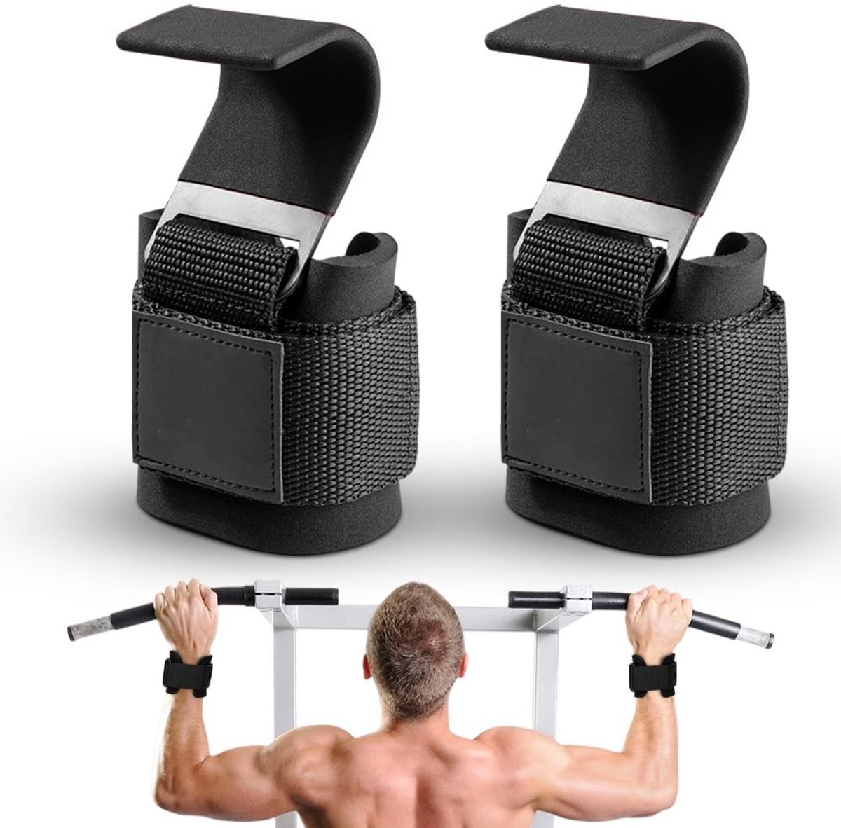 Dailygoods - Haakhaken, krachttraining, deadlifting, optrekhulp, fitness lifting, krachttraining, trekhulp gym voor driegevechten en deadliften, professionele lifting, krachttraining, lifting straps voor mannen en