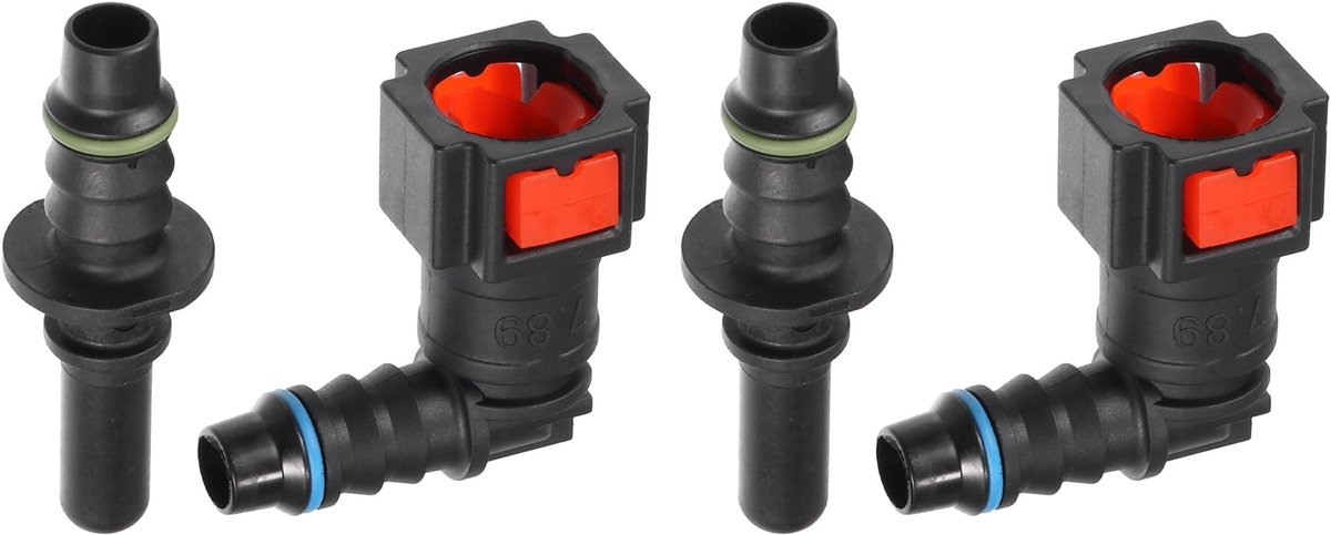 Dailygoods- Brandstofleiding Snelsluitconnectorset 90 Graden - Afdichtverbinding - Kunststof - Duurzaam - Set van 2 - Corrosiebestendig - Slangconnector