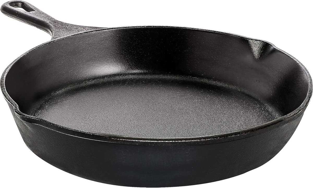 Gietijzeren braadpan Koekenpan Skillet Culinaire avonturen Fabriek voorbehandeld 20 cm Zwart