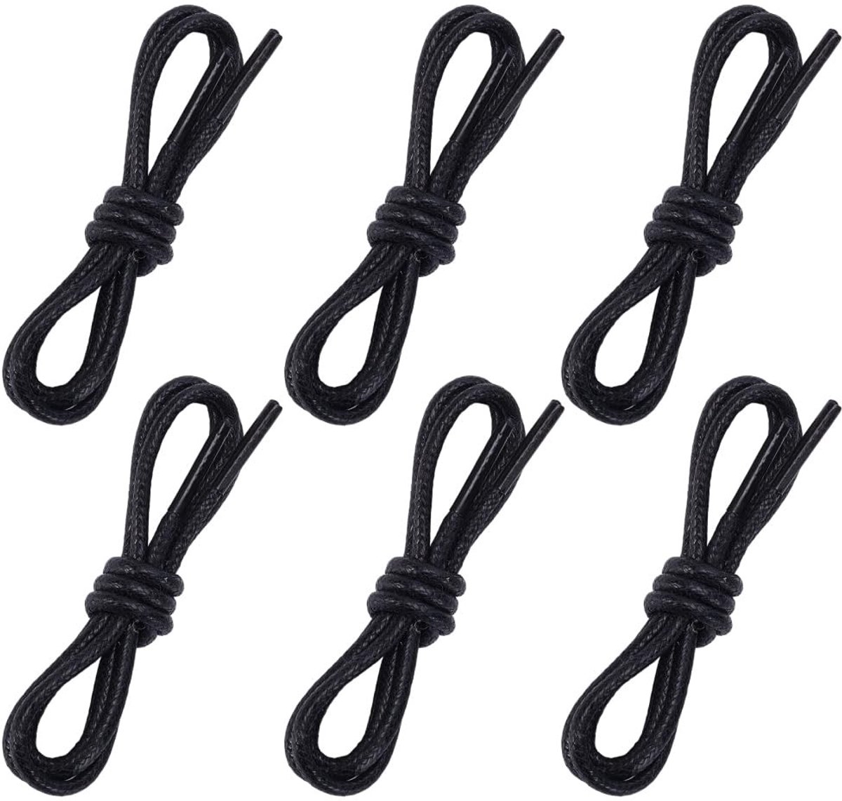 Dailygoods - 3 paar zwarte reservebandjes voor aankleedschoenen, gewaxt katoen, 3 mm, rond en dun, voor zakelijke laarzen, voor mannen en vrouwen, formele schoenen