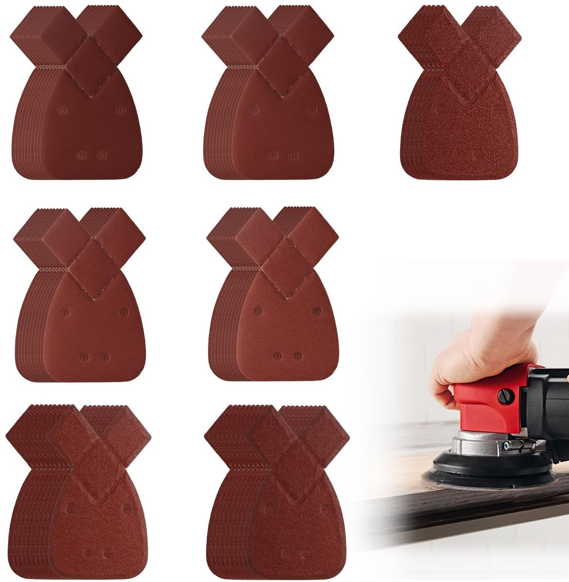 Dailygoods - Muis Sander Pads - Schuurpapier Set - Duurzaam en Sterk - 65 Stuks - Geschikt voor Elektrische Sanders - 40 60 80 120 180 240 320 Grit