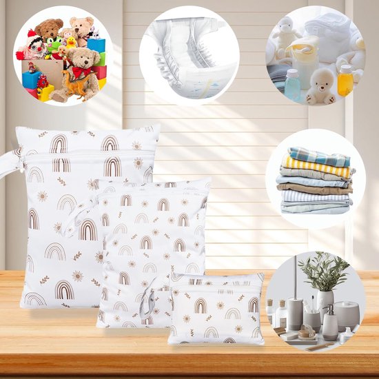 Dailygoods- Wetbag Set - Waterdichte Luiertas - Herbruikbare Natte Tas - 3 Maten - Polyester - Geschikt voor Kamperen/Zwemmen - Opbergzak van Dailygoods — afbeelding 4