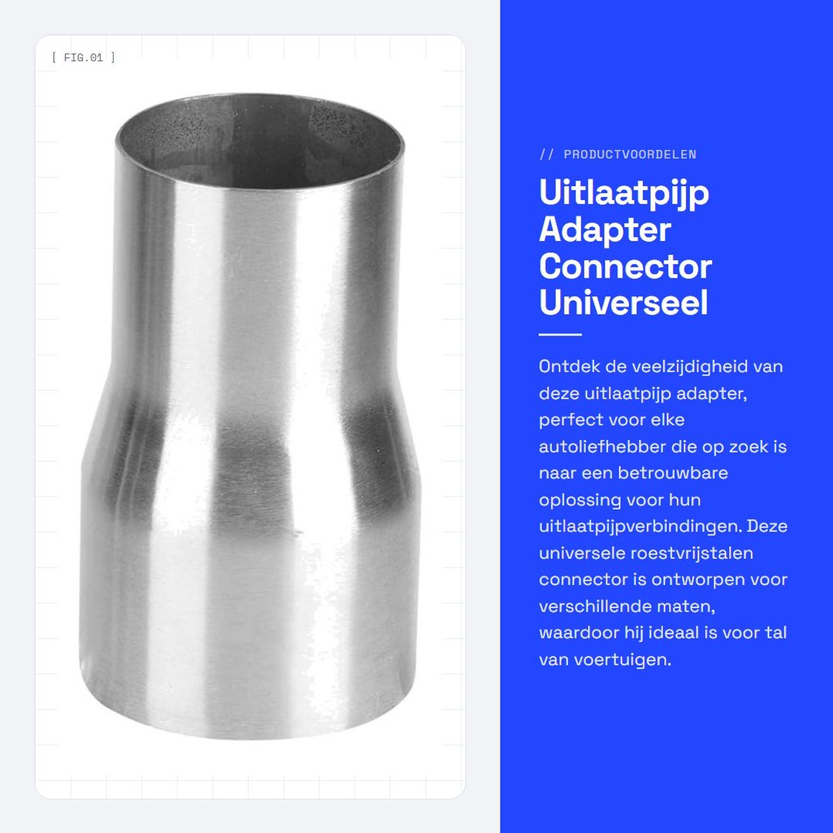 Dailygoods - Uitlaatpijp Adapter - Connector - Universeel - Zilver - Reducer - Geschikt voor diverse uitlaatpijpen - 63-76MM