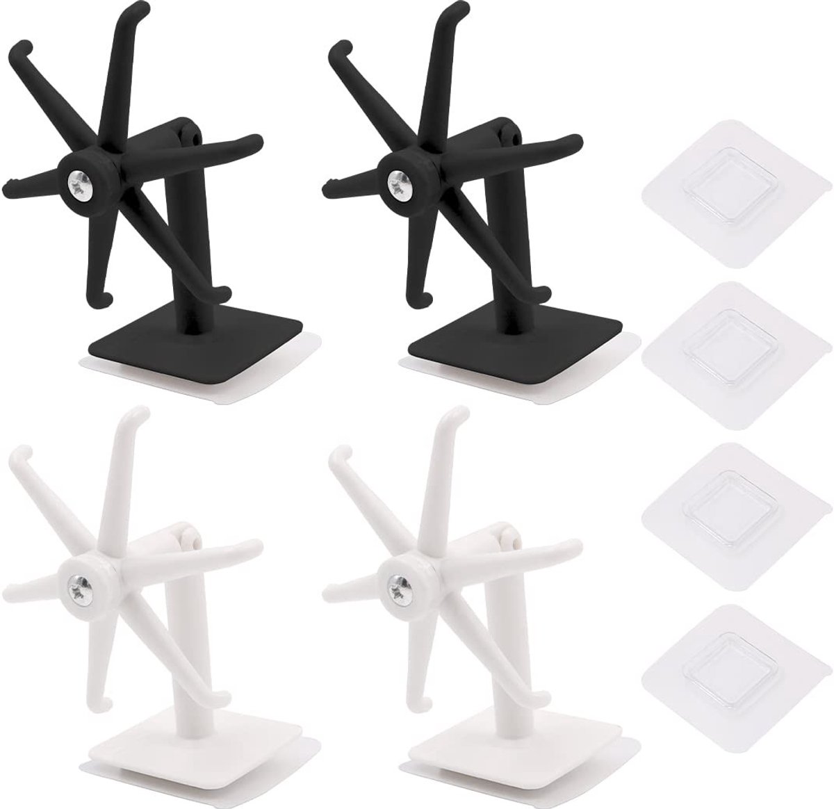 Dailygoods- Vouwhaken 360° Roterend - Zelfklevende Haak - Waterdichte Utility Haak - Keuken/Badkamer - 4 Stuks - Hoogwaardig ABS Materiaal