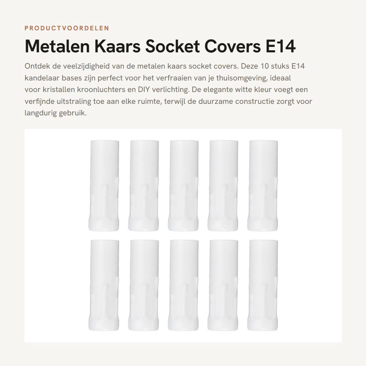 Dailygoods- Kaarsenhouder E14 - 10 Stuks - Metalen Kaarslamphouder - Kandelaar Base - DIY Verlichting - Geschikt voor Kroonluchters - 80 mm Lengte - Lamphouder