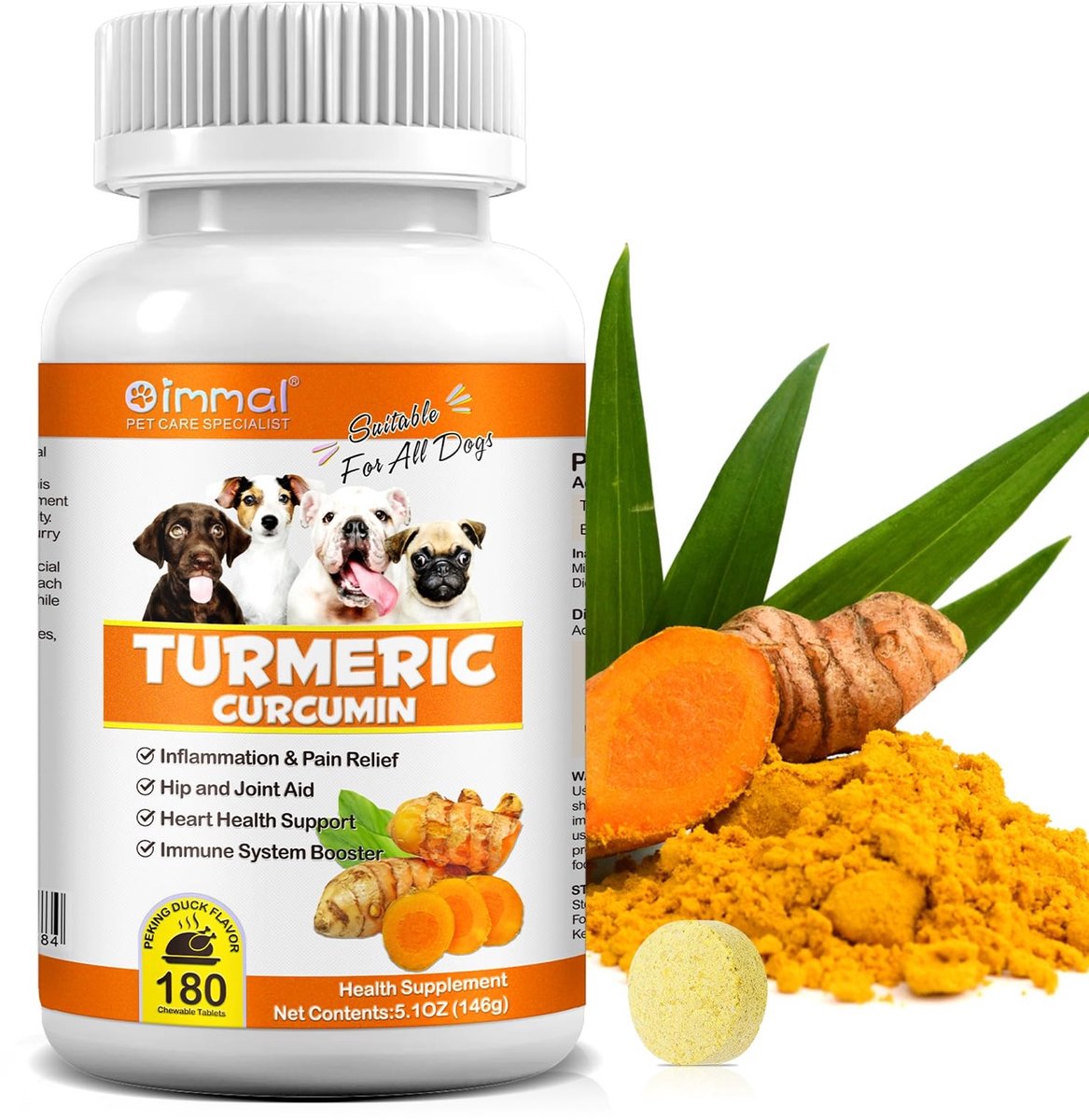 Dailygoods- Curcumine Capsules 180 - Honden Supplementen - Gewrichtsverzorging - Ontstekingsremmend - Antioxidant - Hoge Biologische Beschikbaarheid - Hondensupplement
