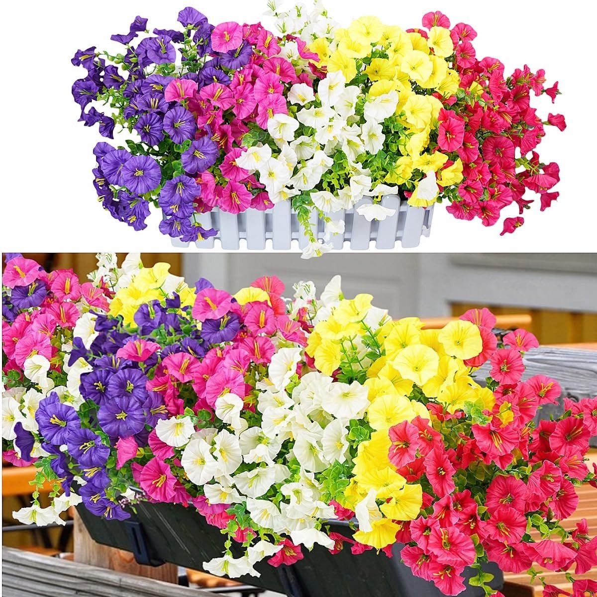 Dailygoods- Kunstbloemen 10 bundels - Kunstboeket voor buiten - UV-bestendig - Balkonbloemen - Indoor/Outdoor decoratie - 35 cm hoog - Nep Bloemen