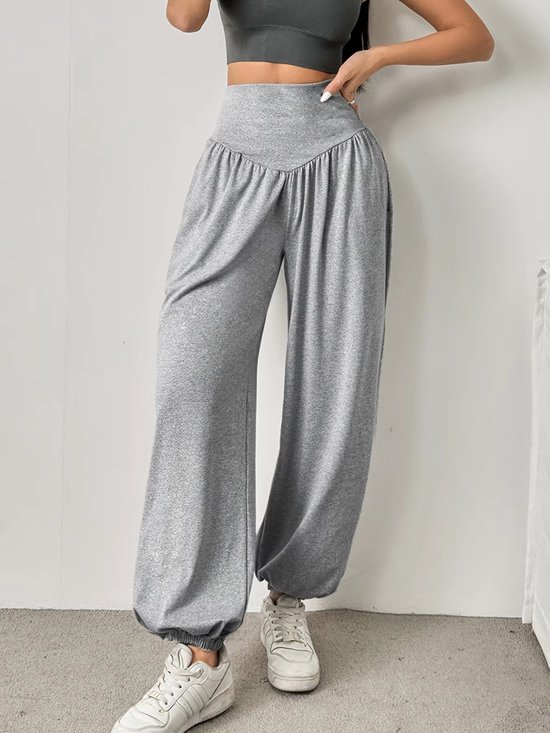 Hoge Taille Dames Legging – Lantaarnbroek Sportlegging met Manchetten, Ademend Fitness Legging, Dansbroek, Yoga Legging, Gym & Fitness Jeggings voor Vrouwen - Grijs - Maat S — afbeelding 2