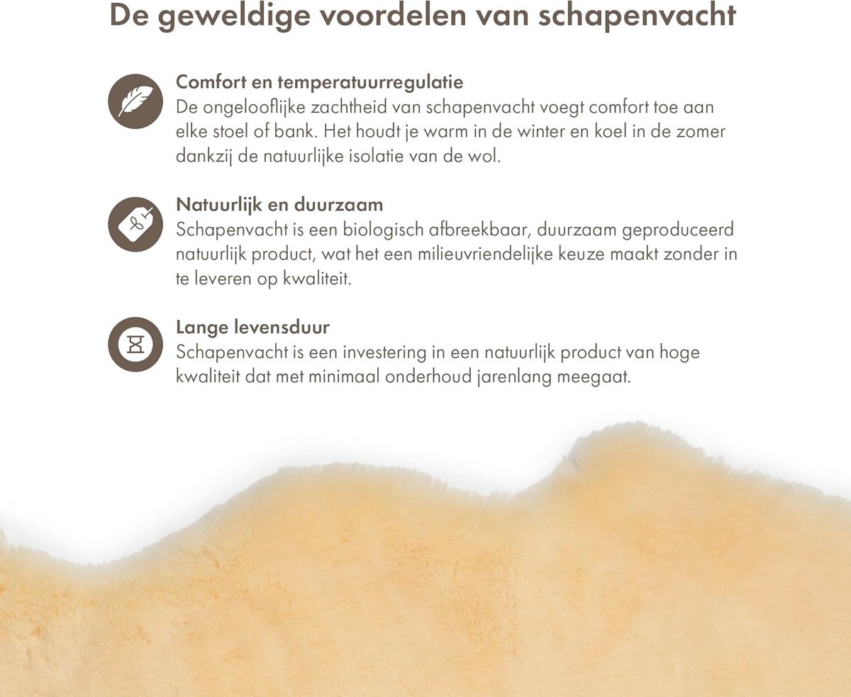 Sheep Baby Schapenvacht 80 x 60 cm | Schapenvacht voor kinderwagens met warmte regulatie | Geschikt voor een kinderstoel of als speelkleed | Kleur: Natuurlijk geel