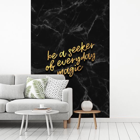Behang - Fotobehang Quotes - Magic - Goud - Marmer - Breedte 195 cm x hoogte 300 cm