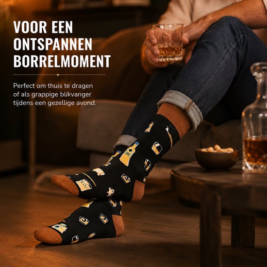 Chaussettes d'intérieur Funny Chaussettes Whiskey - Cute Home Socks AntiSlip Women and Men - If You Can Read This Whisky Boisson - 37 à 45 - Cadeau