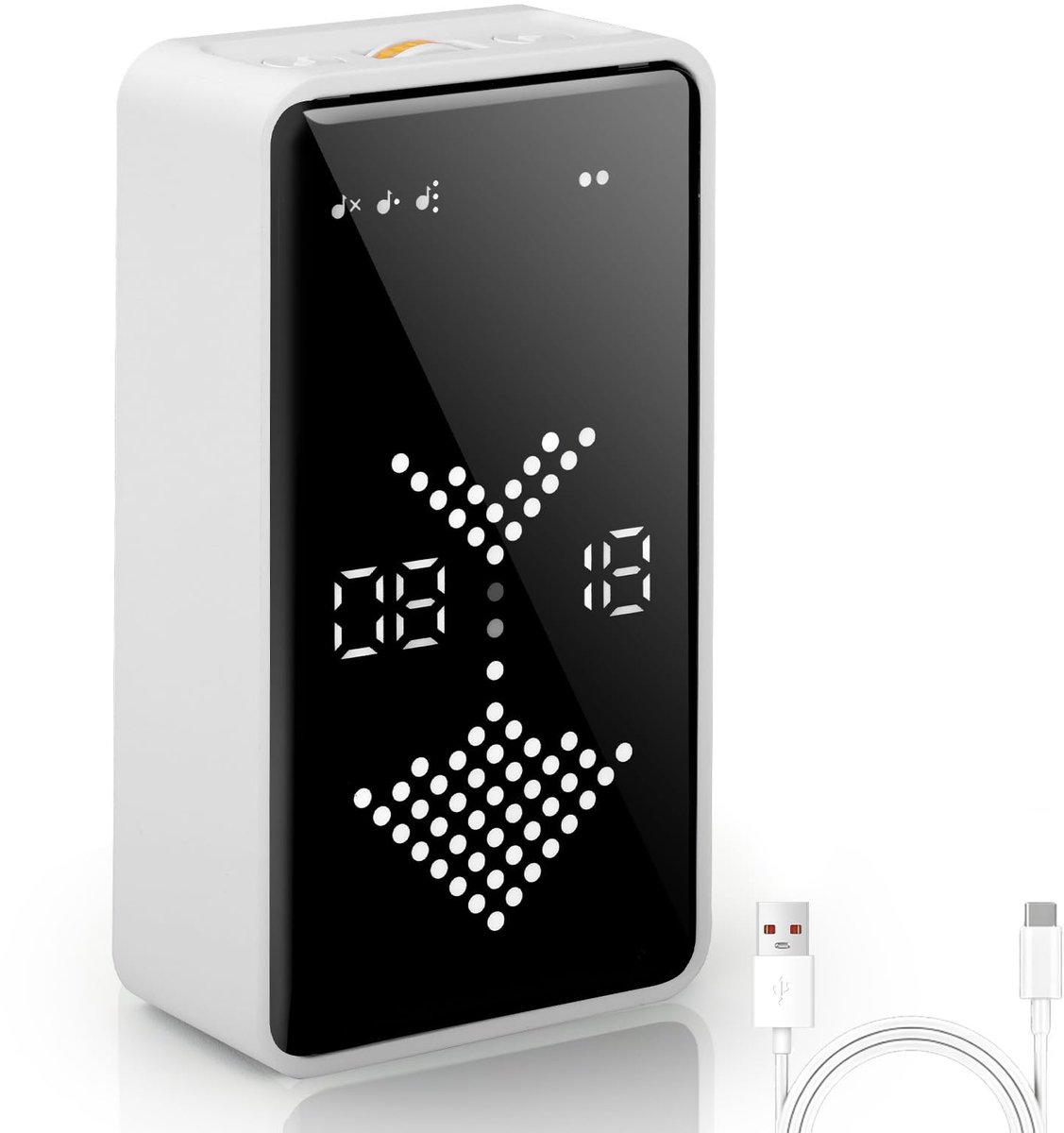 Dailygoods - Cuteefun Tomaten-timer, digitale zandloper, gesimuleerd beweegbaar zandeffect, snelle instelling, batterijniveau-indicator, mute en belmodus, productiviteitstimer voor klaslokaal, studio, wit