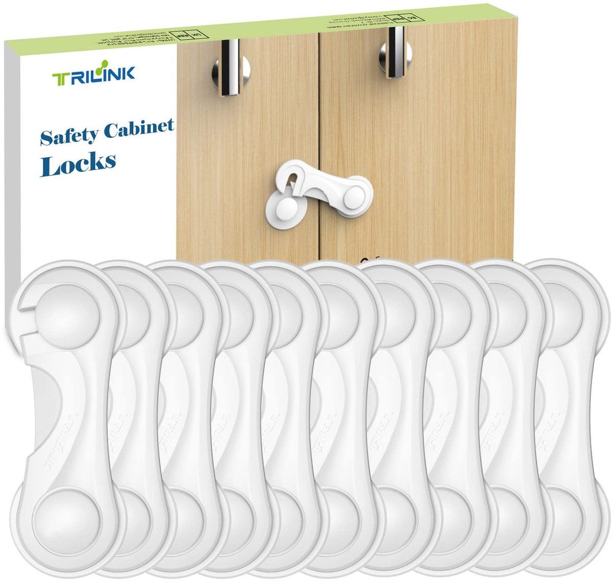Dailygoods - TRILINK Kastsloten voor Kinderen 10-delig, Babyveilige Kindersloten voor Kasten, Kindersloten voor Laden en Deuren, Koelkastsloten voor Kinderen, Sterke Zelfklevende Babysloten voor Keukenmeubels