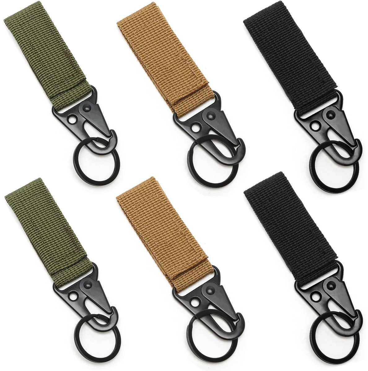Karabijnhaak Riemclip Set - 6 Stuks Nylon Sleutelhanger Clip voor Outdoor Klimmen en Wandeluitrusting met Singelband Gesp