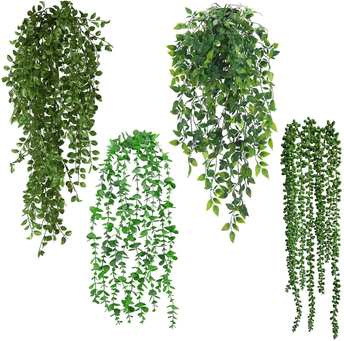 4 stuks kunsthangplanten, 55-80 cm kunstplantenhanger, kunstplanten met pot, kunststof hangende planten voor bruiloft, tuin, huis, balkon, decoratie