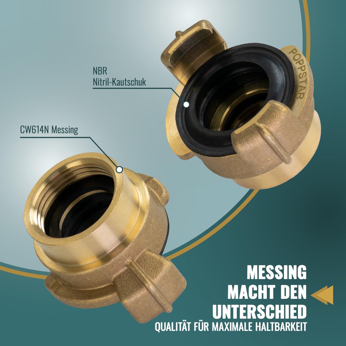 2x Messing Snelkoppeling 3/4 inch Binnendraad (koppeling systeem Geka met 3/4" schroefdraad)