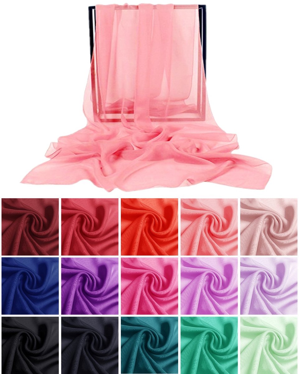 chiffon elegante gestolen sjaal voor jurken in verschillende kleuren White L