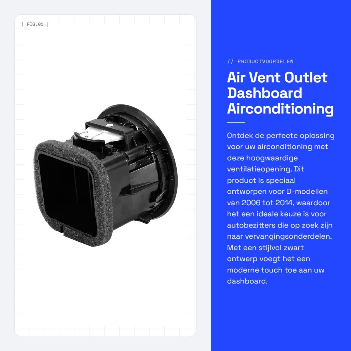 Dailygoods- Luchtventilatie Gloednieuw - Ontluchter - Ventilatieopening - Airconditioning - ABS - Geschikt voor D (2006-2014)