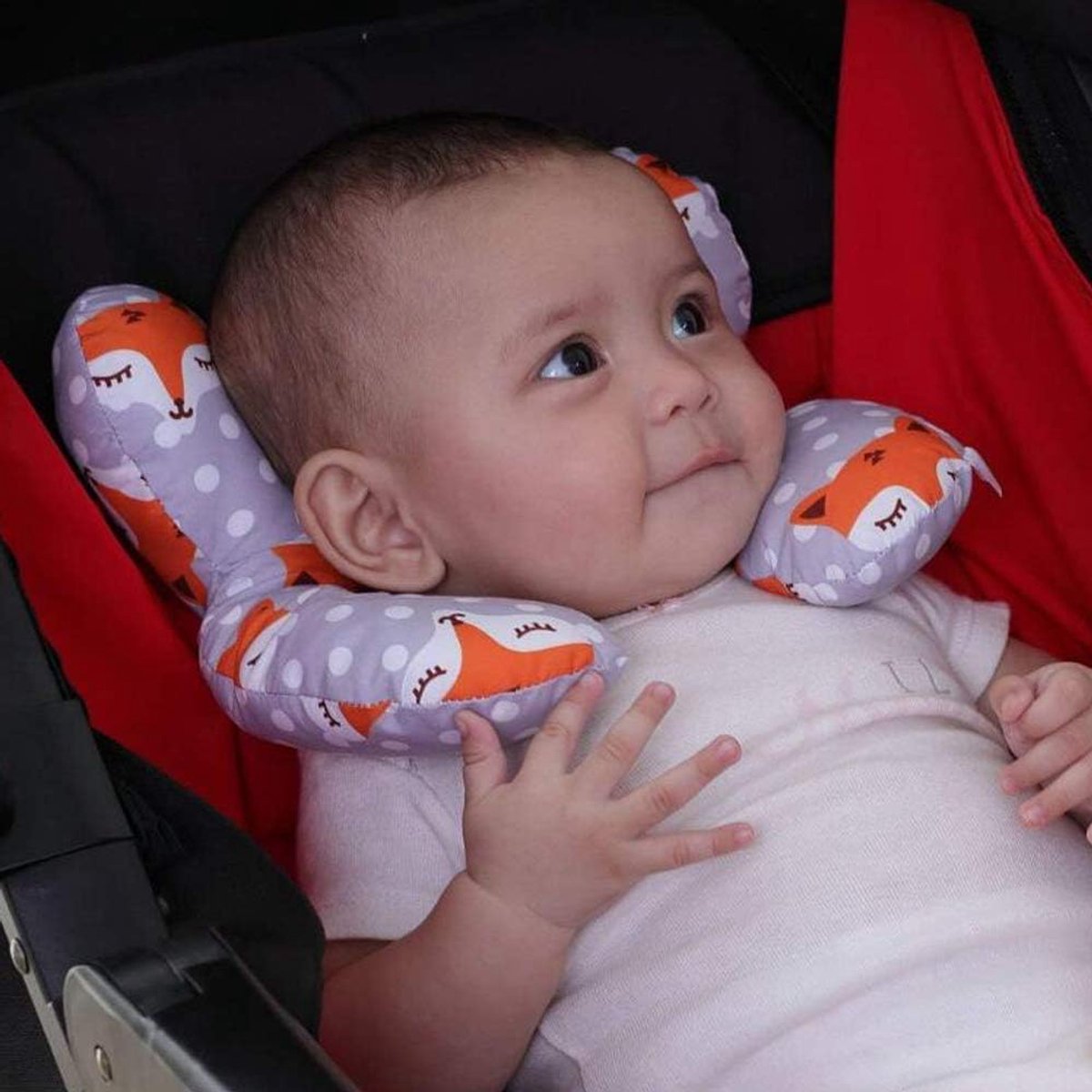 Baby reiskussen, baby nekkussen geschikt voor reizen in de bus, auto, vliegtuig of gebruik thuis, baby hoofd en nek ondersteuning (vos)