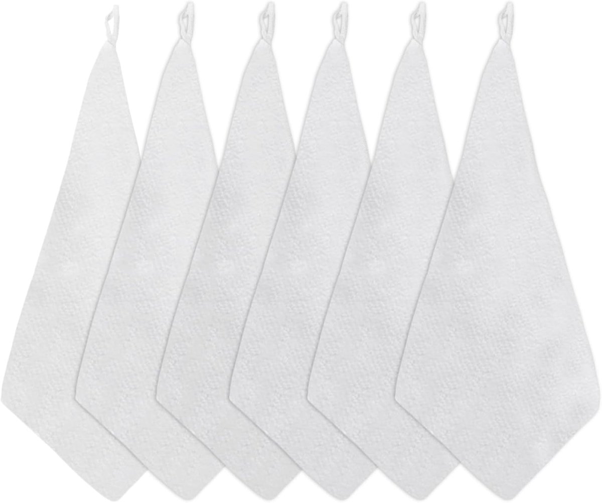 6 stuks microvezel reinigingsdoeken, 30 x 30 cm, reinigingsdoeken, witte microvezeldoek, herbruikbaar, wasbaar en huidvriendelijk