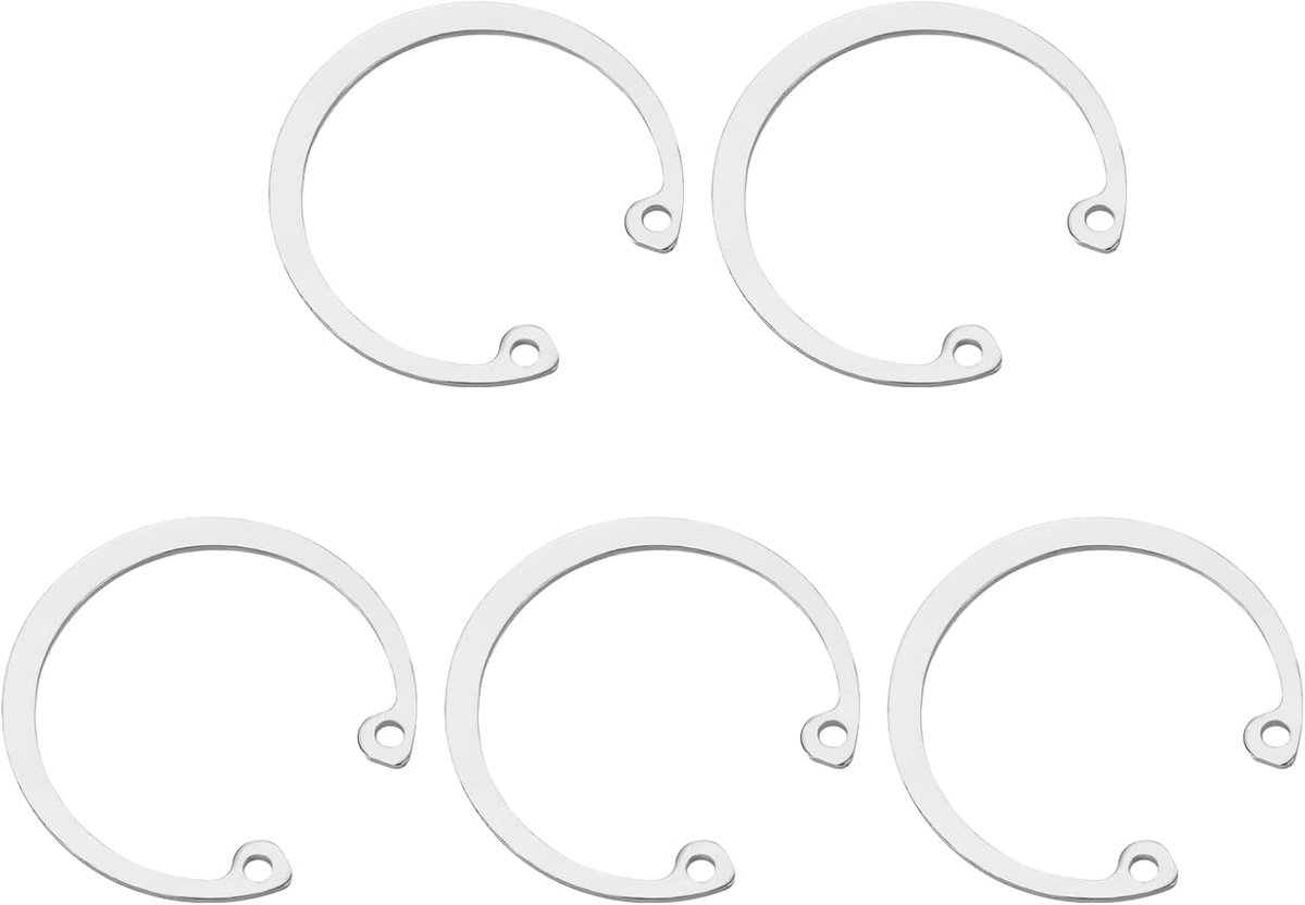 5 stuks 50 mm circlip interne borgring, 304 interne roestvrijstalen borgringen C-clips GB893 voor assen en studs, zilvertint