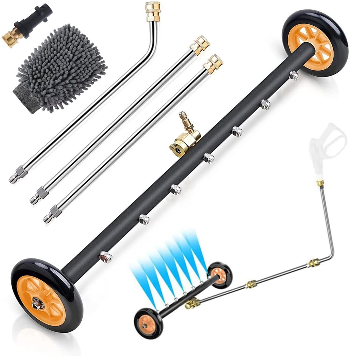 Dailygoods- Onderstelreiniger 4000 PSI - Hogedrukreiniger - Auto-reiniger - Vloerreiniger - Verlengstaven - Multifunctioneel met 7 sproeiers