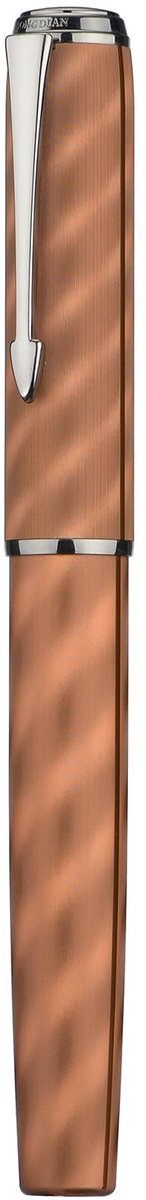 Dailygoods - Hongdian A9 vulpen large nr. 8 extra fijne punt, ebonieten inktgeleider, uniek ontwerp met bruin moirépatroon, navulbare converter en metalen etui