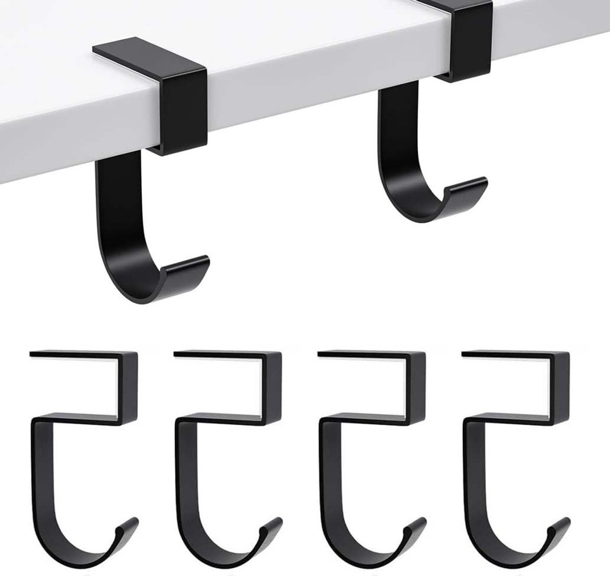 Dailygoods- Portemonnee Haak 4 Stuks - Zware Hanger - Aluminiumlegering - Antislip - Draagvermogen 10 kg - Afmetingen 100 x 48 x 20 mm - Handtashouder