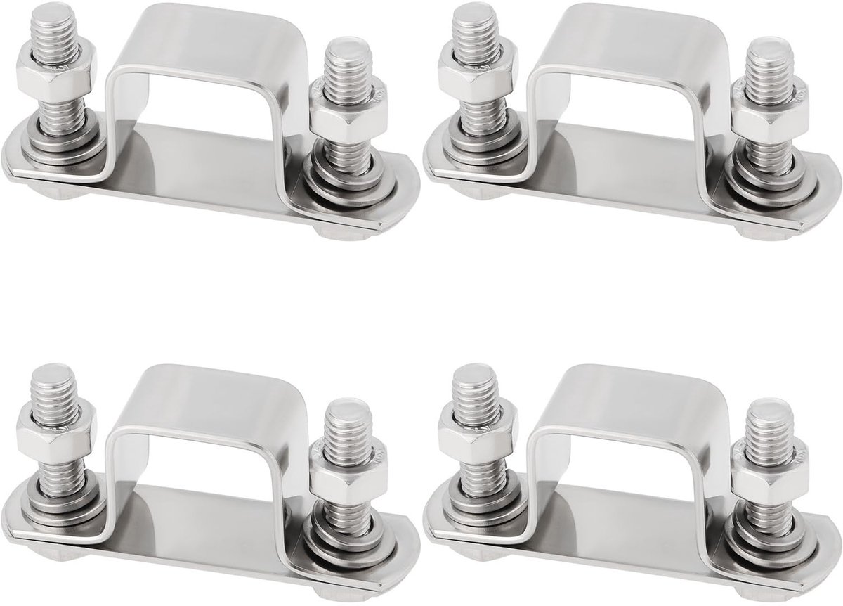 Dailygoods- Connector Beugel U-vormig 25mm x 25mm - 304 Roestvrij Staal - Beveiliging Houder - Ondersteuning Leidingen - 4 Sets - Zilver